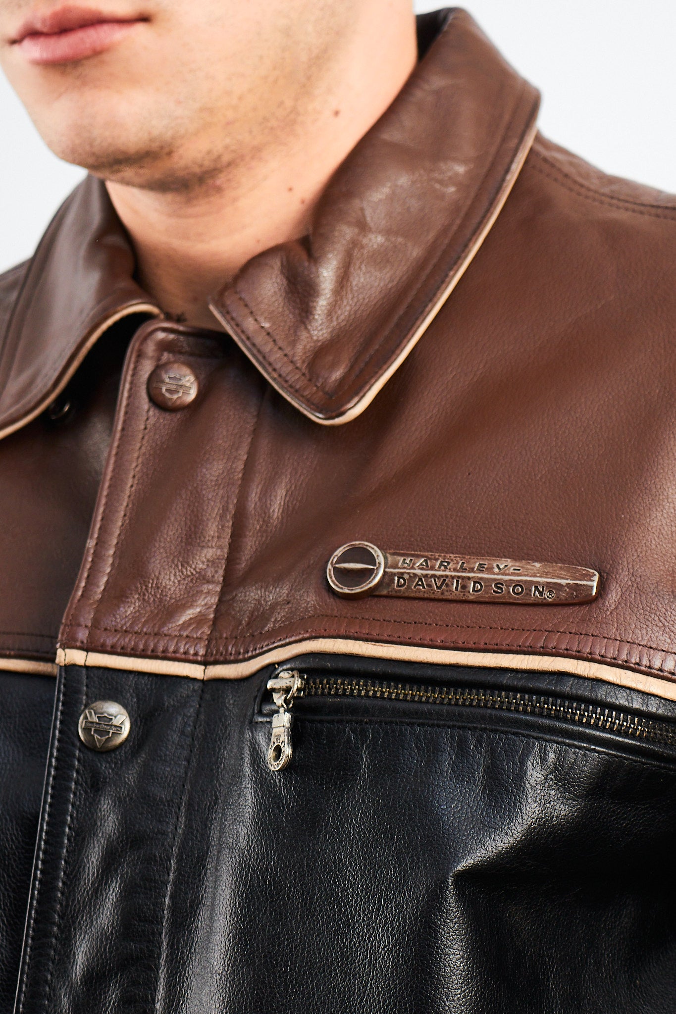1990 Vintage Harley Davidson Big Logo Leather Jacket (L)