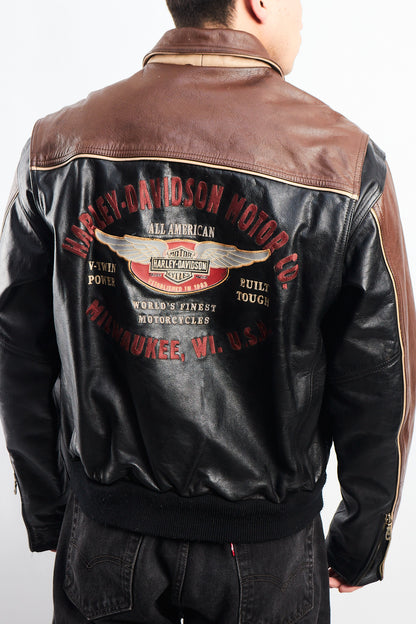 1990 Vintage Harley Davidson Big Logo Leather Jacket (L)