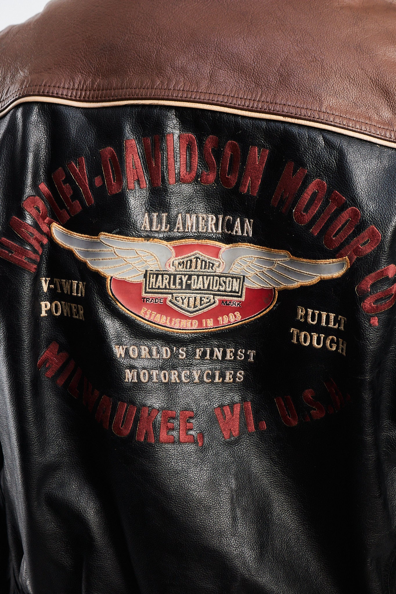 1990 Vintage Harley Davidson Big Logo Leather Jacket (L)