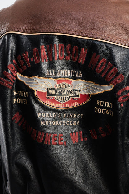 1990 Vintage Harley Davidson Big Logo Leather Jacket (L)