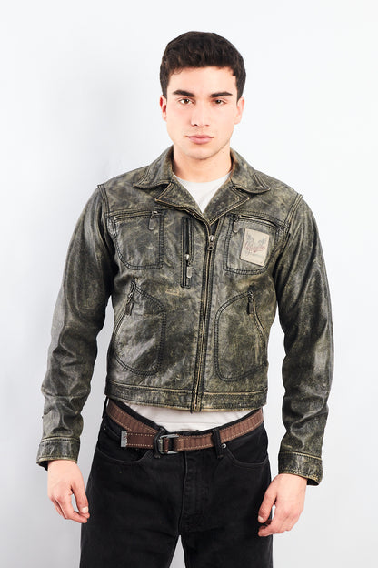 1990 Vintage Harley Davidson Distressed Leather Biker Jacket (S/M)