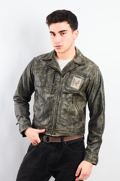 1990 Vintage Harley Davidson Distressed Leather Biker Jacket (S/M)