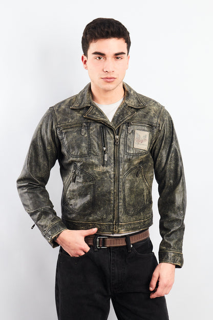 1990 Vintage Harley Davidson Distressed Leather Biker Jacket (S/M)