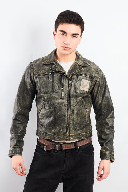 1990 Vintage Harley Davidson Distressed Leather Biker Jacket (S/M)