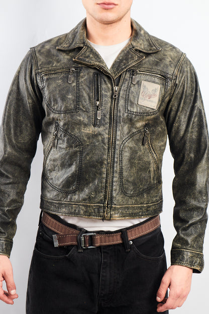1990 Vintage Harley Davidson Distressed Leather Biker Jacket (S/M)