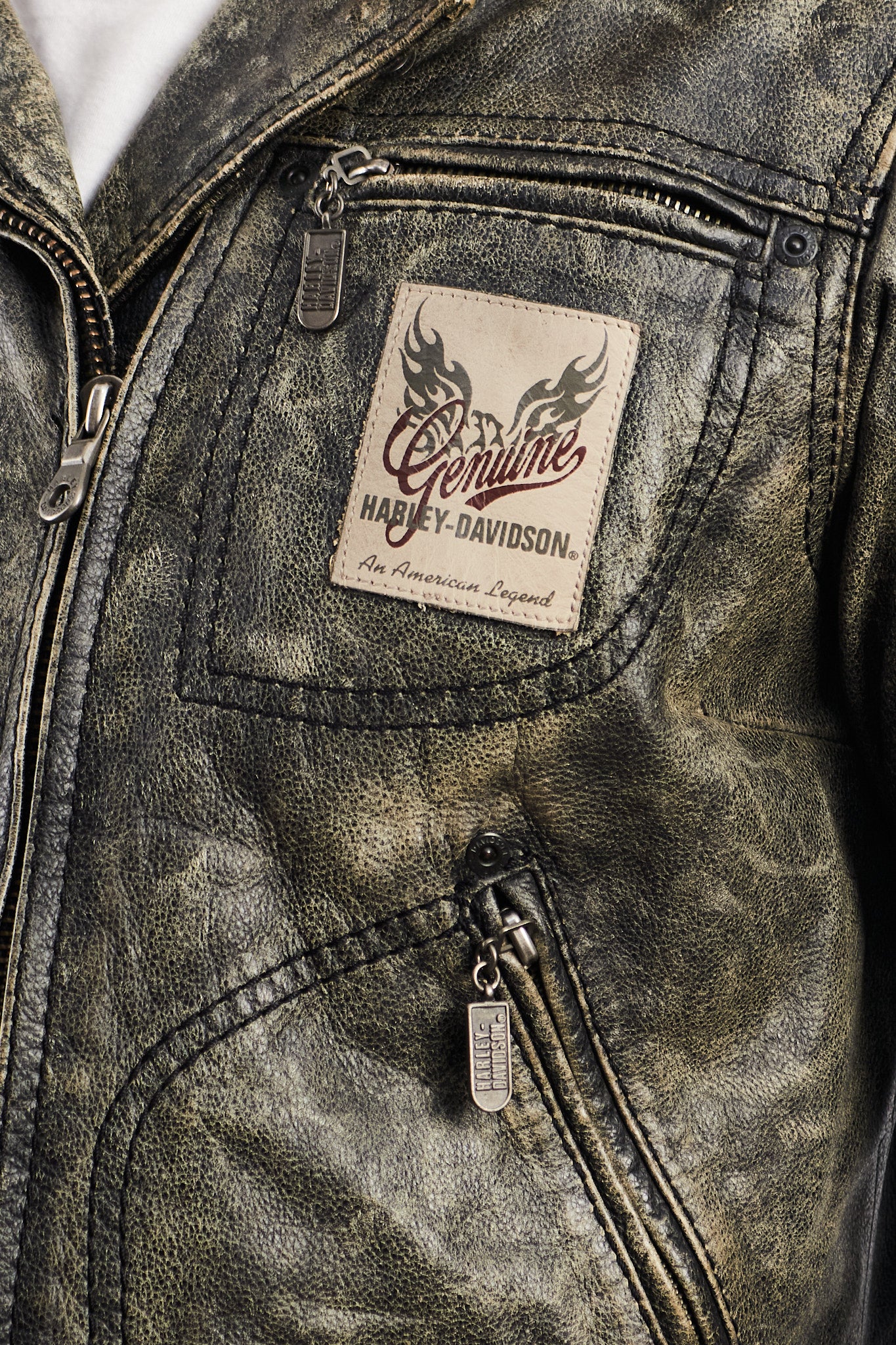1990 Vintage Harley Davidson Distressed Leather Biker Jacket (S/M)