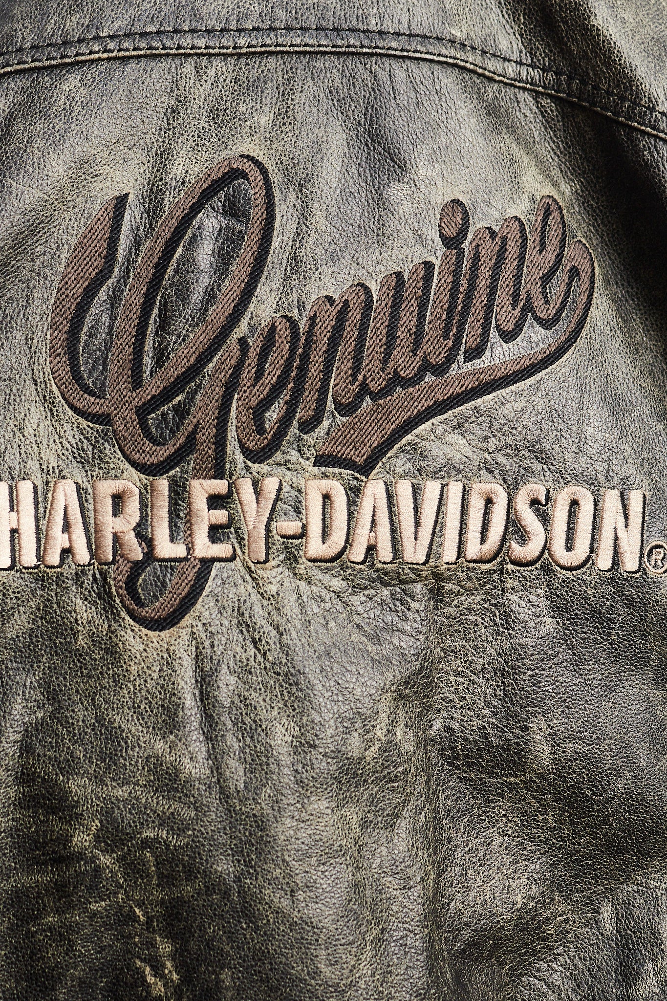 1990 Vintage Harley Davidson Distressed Leather Biker Jacket (S/M)