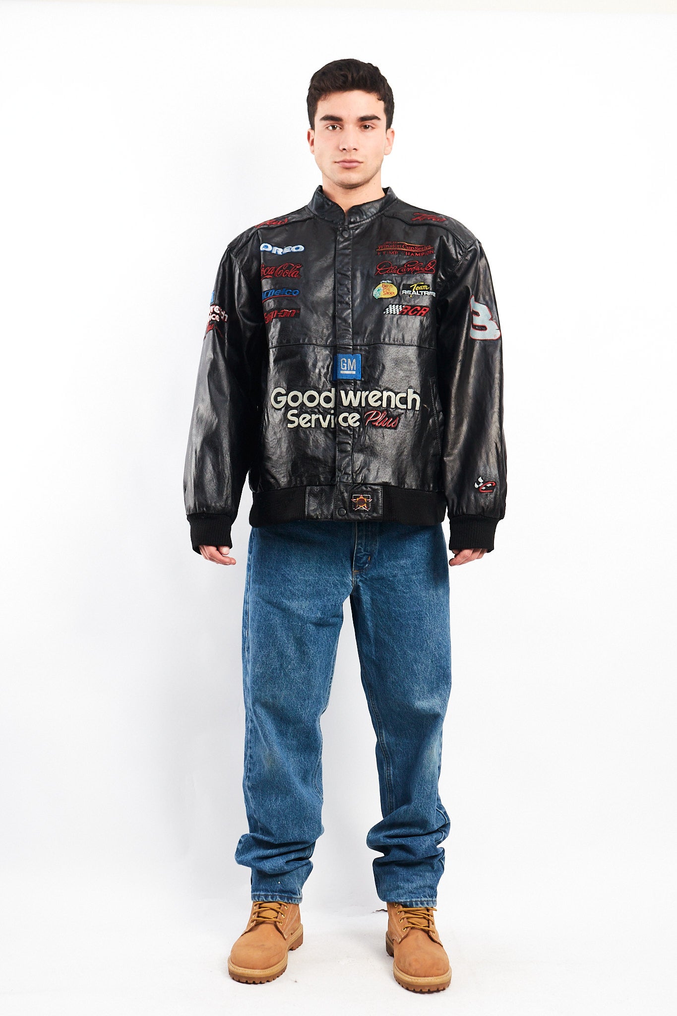 1999 Vintage Jeff Hamilton Nascar Dale Earnhardt Leather Racing Jacket (L/XL)