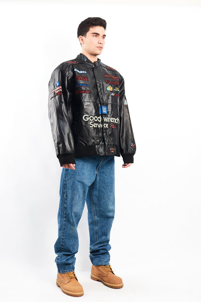 1999 Vintage Jeff Hamilton Nascar Dale Earnhardt Leather Racing Jacket (L/XL)