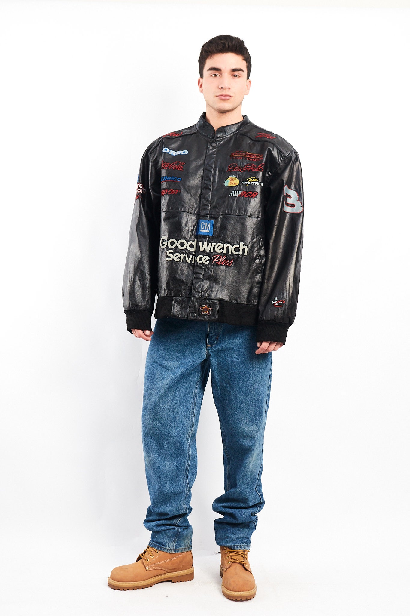 1999 Vintage Jeff Hamilton Nascar Dale Earnhardt Leather Racing Jacket (L/XL)