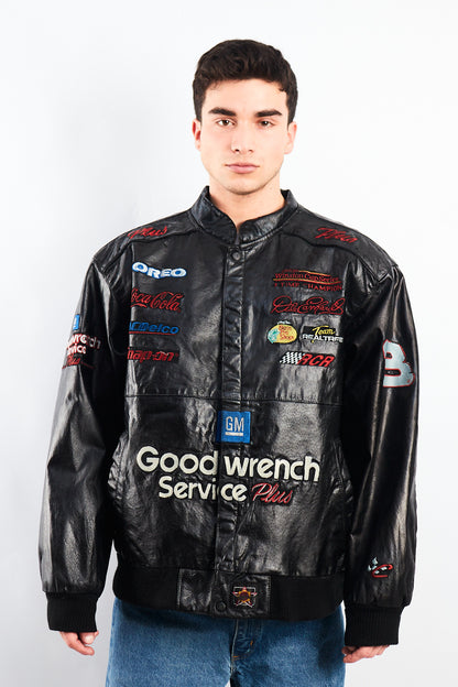 1999 Vintage Jeff Hamilton Nascar Dale Earnhardt Leather Racing Jacket (L/XL)