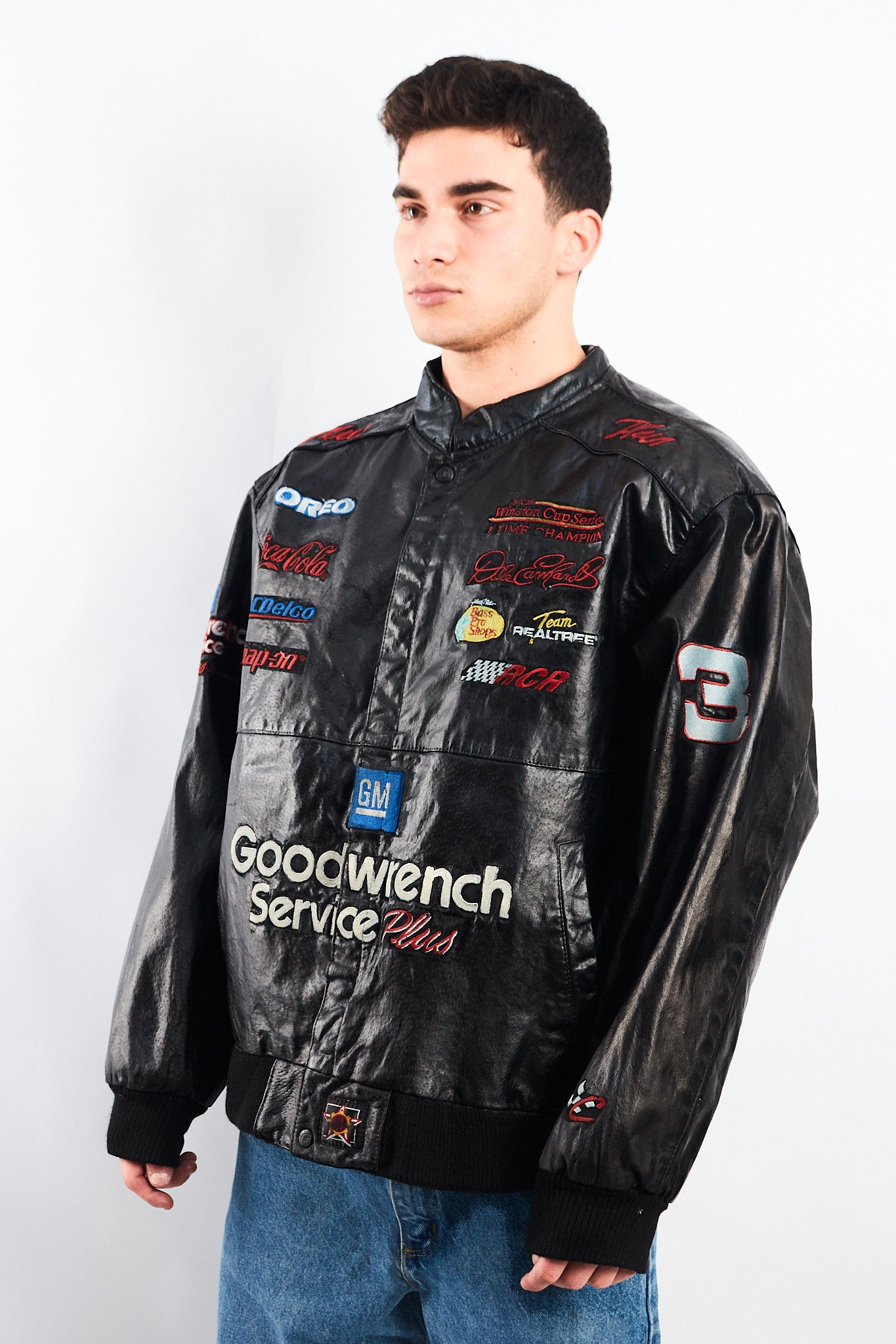 1999 Vintage Jeff Hamilton Nascar Dale Earnhardt Leather Racing Jacket (L/XL)