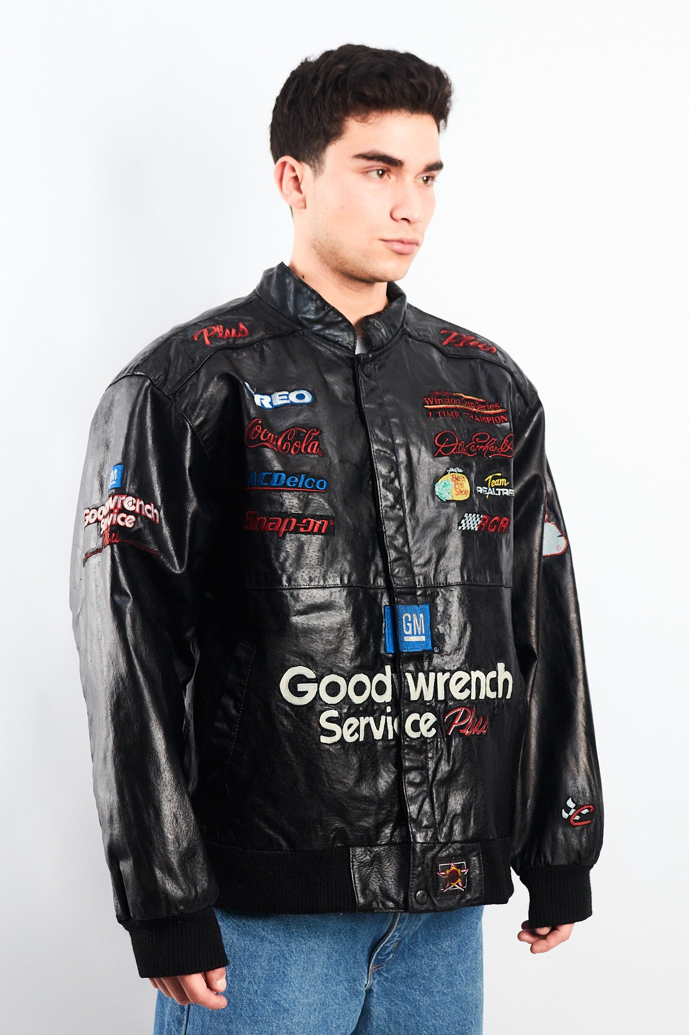 1999 Vintage Jeff Hamilton Nascar Dale Earnhardt Leather Racing Jacket (L/XL)