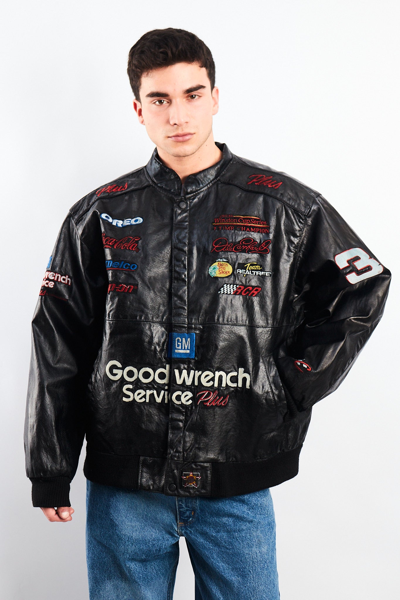 1999 Vintage Jeff Hamilton Nascar Dale Earnhardt Leather Racing Jacket (L/XL)