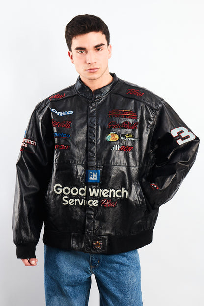 1999 Vintage Jeff Hamilton Nascar Dale Earnhardt Leather Racing Jacket (L/XL)