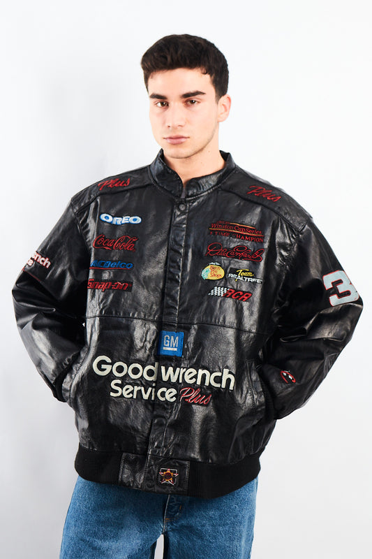 1999 Vintage Jeff Hamilton Nascar Dale Earnhardt Leather Racing Jacket (L/XL)