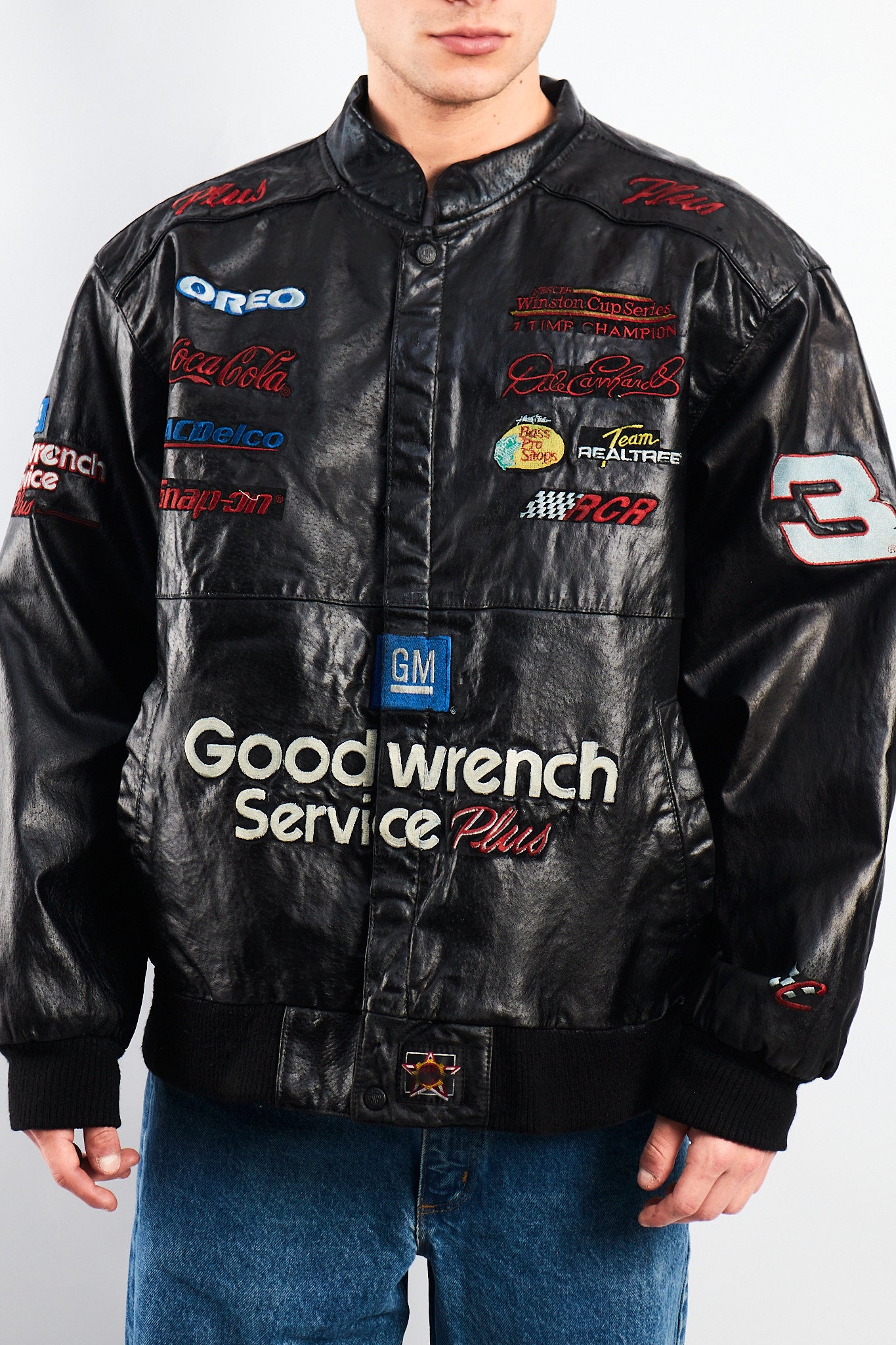 1999 Vintage Jeff Hamilton Nascar Dale Earnhardt Leather Racing Jacket (L/XL)