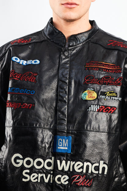 1999 Vintage Jeff Hamilton Nascar Dale Earnhardt Leather Racing Jacket (L/XL)