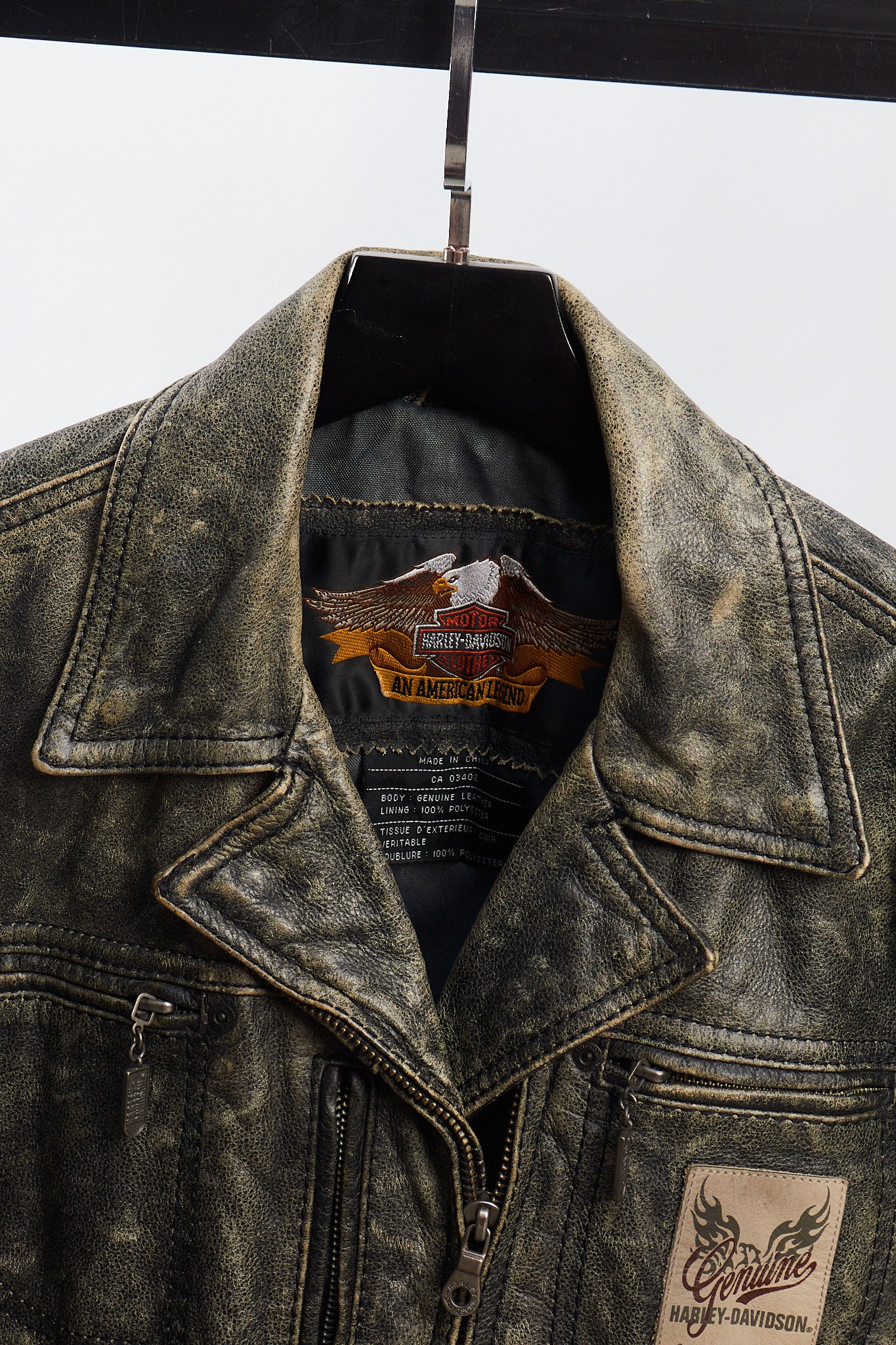 1990 Vintage Harley Davidson Distressed Leather Biker Jacket (S/M)