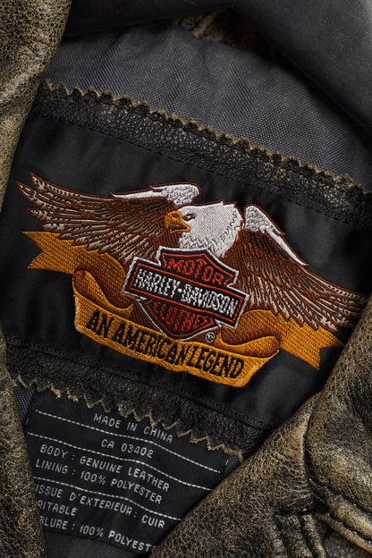 1990 Vintage Harley Davidson Distressed Leather Biker Jacket (S/M)
