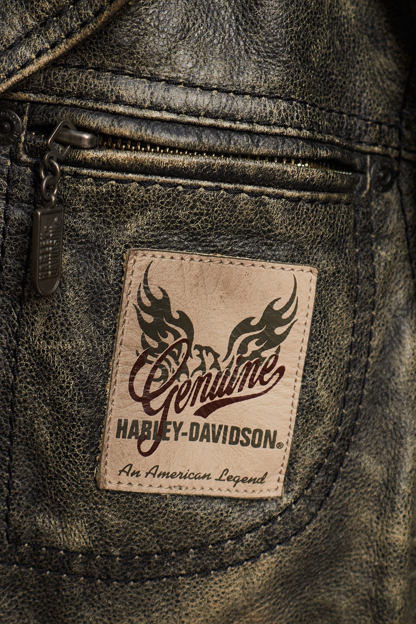 1990 Vintage Harley Davidson Distressed Leather Biker Jacket (S/M)