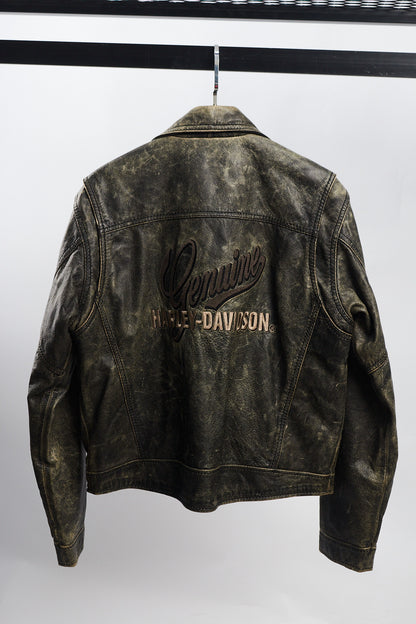 1990 Vintage Harley Davidson Distressed Leather Biker Jacket (S/M)