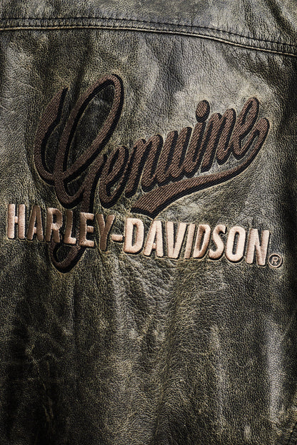 1990 Vintage Harley Davidson Distressed Leather Biker Jacket (S/M)