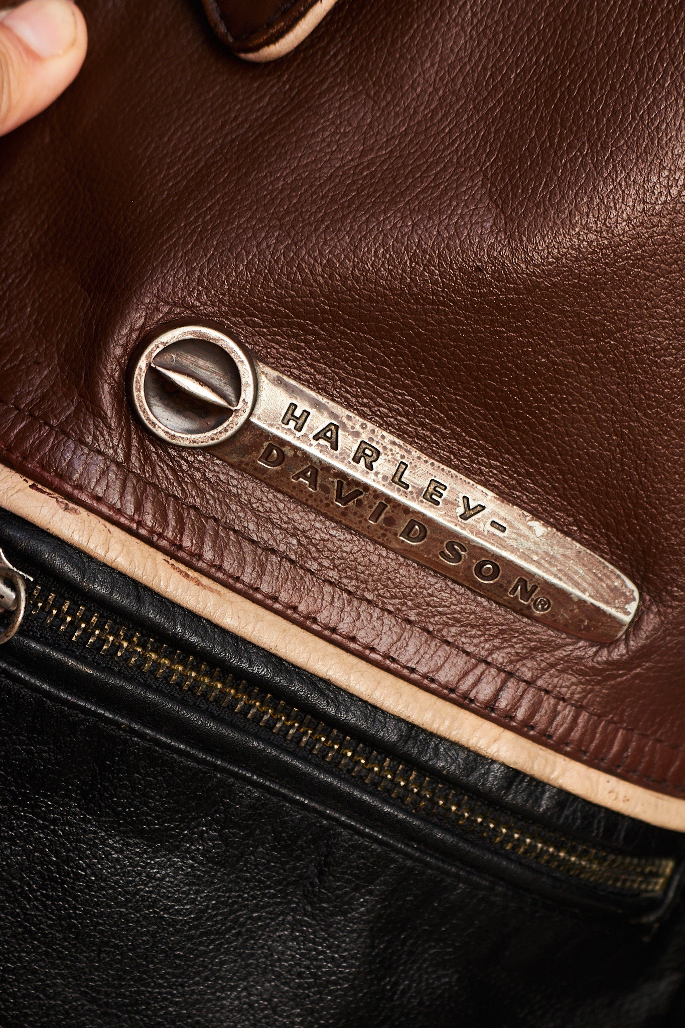 1990 Vintage Harley Davidson Big Logo Leather Jacket (L)
