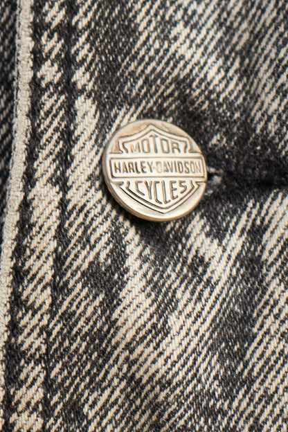 1980 Vintage Harley Davidson Acid Wash Fringe Denim Jacket (M/L)