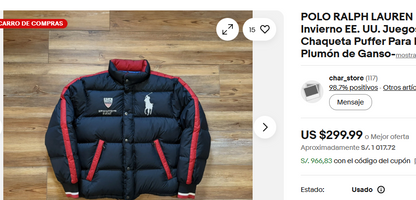 2000 Vintage Polo Ralph Lauren Winter Games Impermeable Puffer Jacket (M/L)