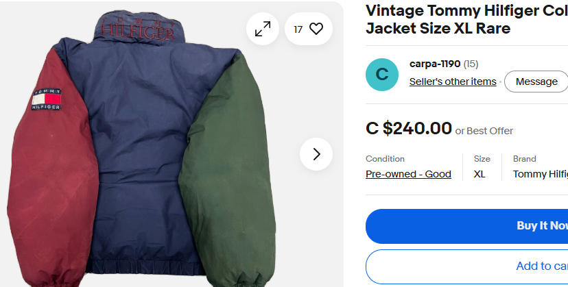 1990 Vintage Tommy Hilfiger Colorblock Reversible Down Puffer Jacket (L/XL)