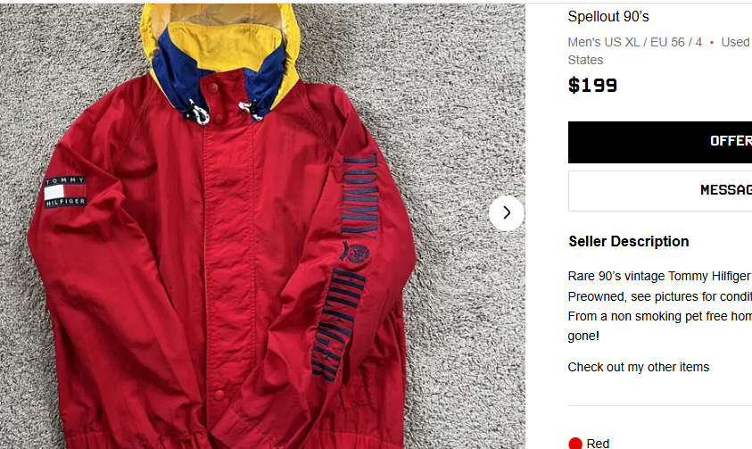 1990 Vintage Tommy Hilfiger Colorblock Spellout Jacket (M)