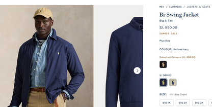 2000 Vintage Polo Ralph Lauren Navy Bi-Swing Impermeable Harrington (M/L)