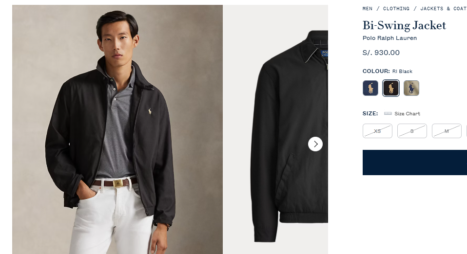 2010 Polo Ralph Lauren Black Bi-Swing Harrington (L/XL)