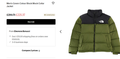 The North Face Retro Nustpe Olive Green Down Puffer Jacket (S/M)