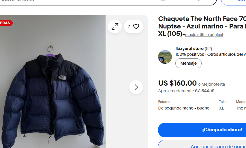 Vintage The North Face Retro Nustpe Navy Puffer Jacket (L/XL)
