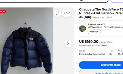Vintage The North Face Retro Nustpe Navy Puffer Jacket (L/XL)