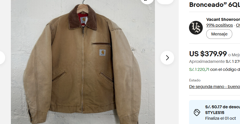 1990's Vintage Carhartt Light Brown Detroit Jacket (L/XL)