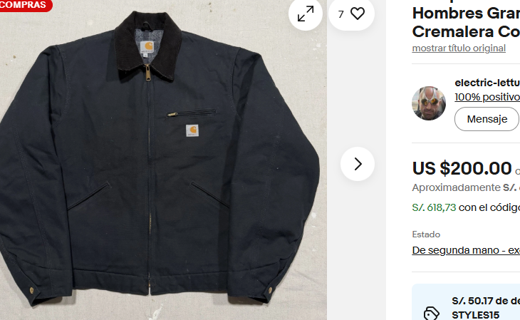 Carhartt USA Full Black Detroit Jacket (L/XL)