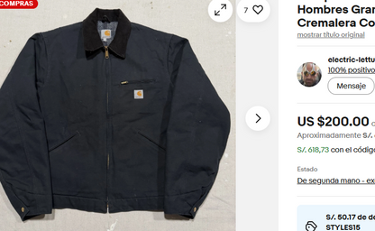 Carhartt USA Full Black Detroit Jacket (L/XL)