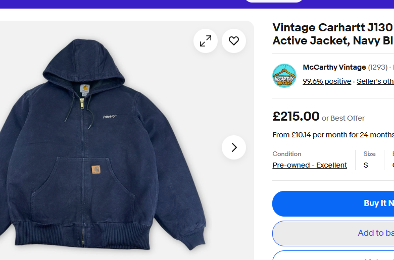 2000 Vintage Carhartt J140  Dark Navy Duck Active Jacket (M)