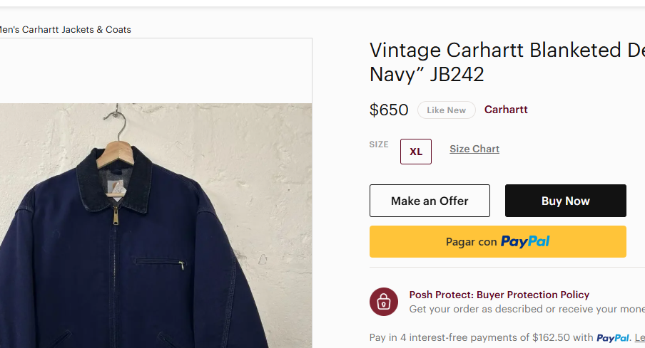 1980 Vintage Carhartt JB 242 Purple Blue Detroit Jacket (L)