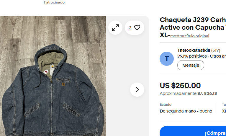 2000 Vintage Carhartt Light Denim Sandstone Sierra Jacket (L)