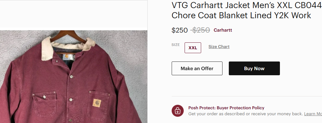 Vintage Carhartt CBO446 Wine Michigan Chore Coat (M/L)