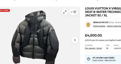 2019 Louis Vuitton Virgil Abloh Heated Monogram Down Puffer Jacket (M/L)