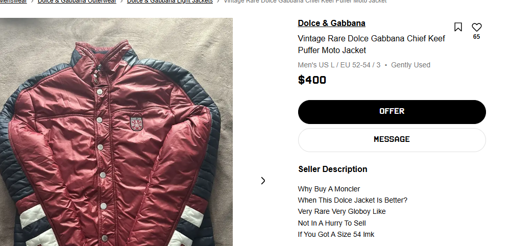 2000 Vintage Dolce & Gabbana Impermeable Puffer Moto Jacket (S/M)