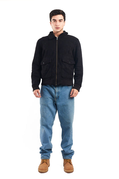 2000 Tommy Hilfiger Faux Fur A-2 Flight Jacket (M)