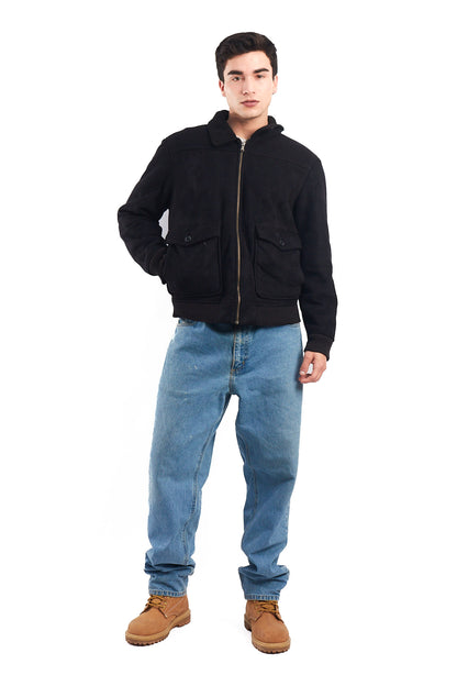 2000 Tommy Hilfiger Faux Fur A-2 Flight Jacket (M)