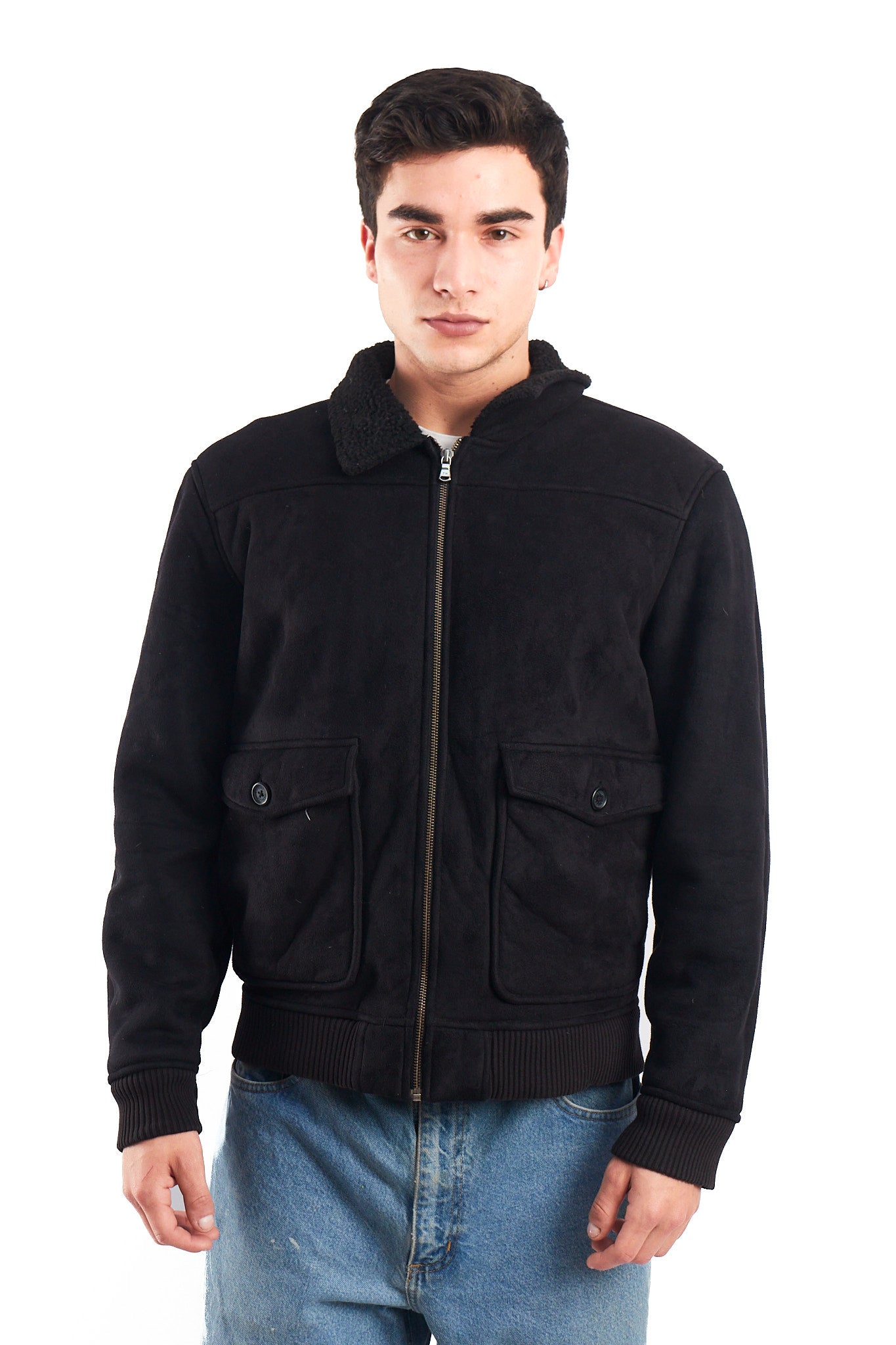 2000 Tommy Hilfiger Faux Fur A-2 Flight Jacket (M)