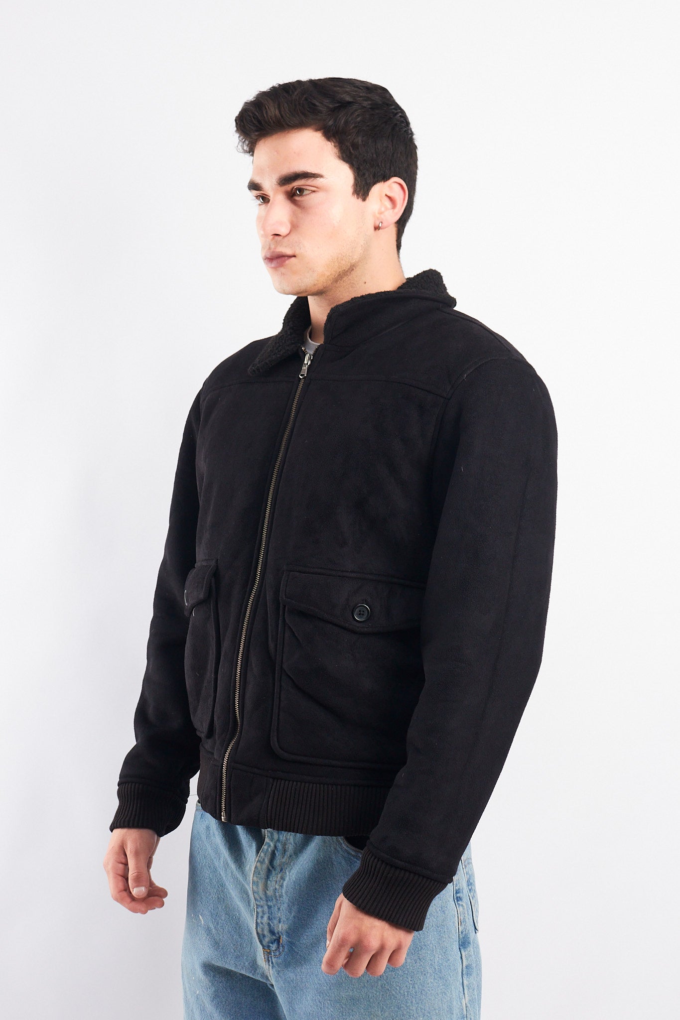 2000 Tommy Hilfiger Faux Fur A-2 Flight Jacket (M)